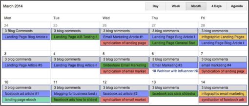 content calendar