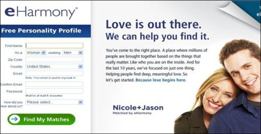 an eHarmony ad that uses great copy to gain clicks